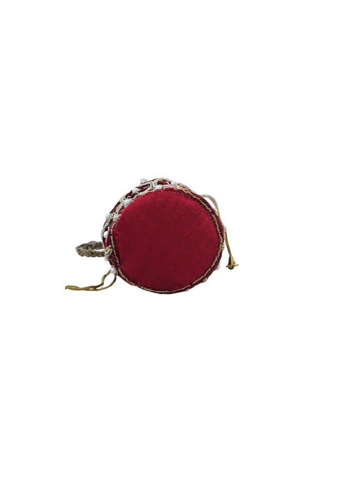 SuneshCreation Maroon Ethnic Potli Handbag for Women - Image 3